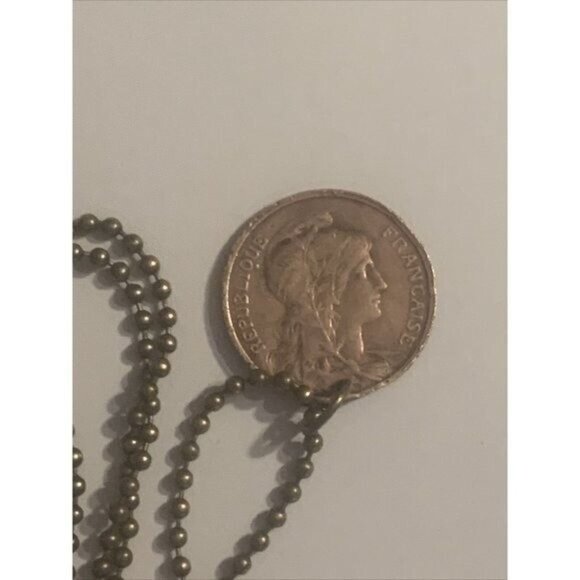 1916 France 5 COIN PENDANT French Antique Circulated Great Gift! 20” Necklace - Picture 4 of 5